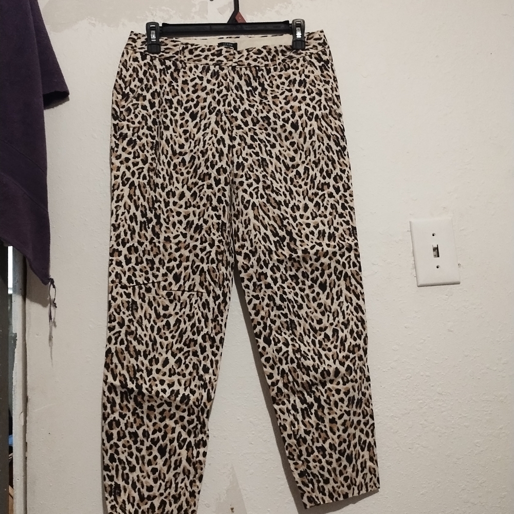 J Crew leopard cropped pants